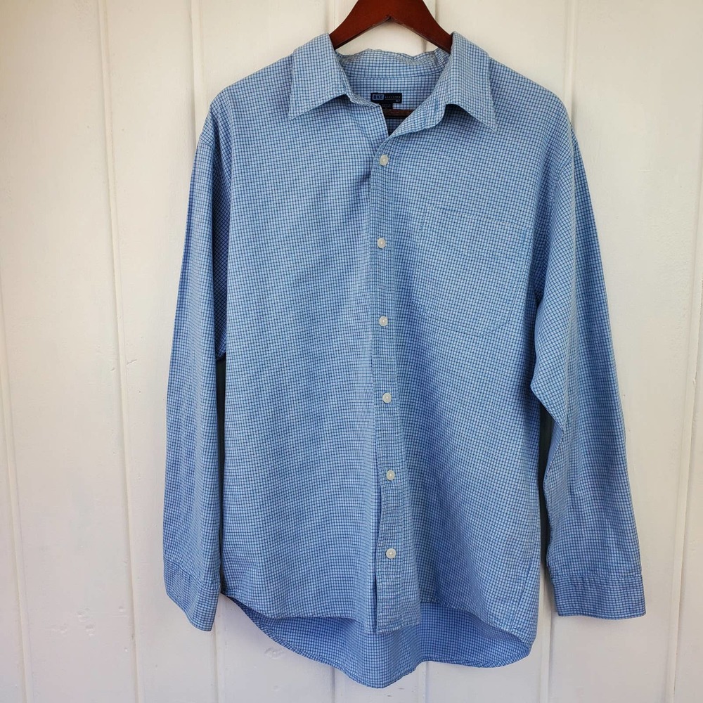 Bke Division Blue White Checkered Casual Collared Button Front Shirt Mens Medium